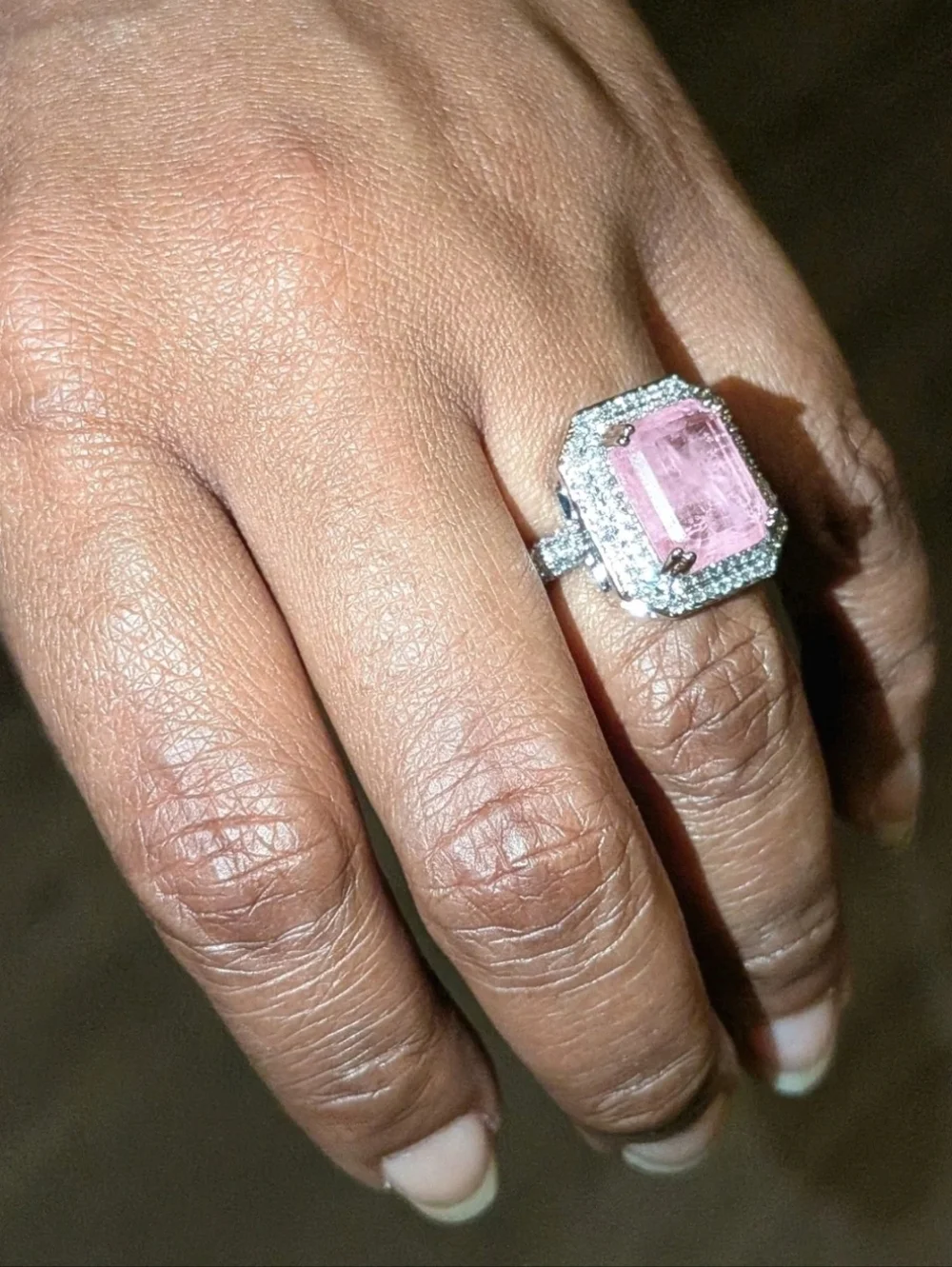 Shiny S925 6 Ct Lab- Created Kunzite Diamond Engagement Ring For Women Sz 6.5